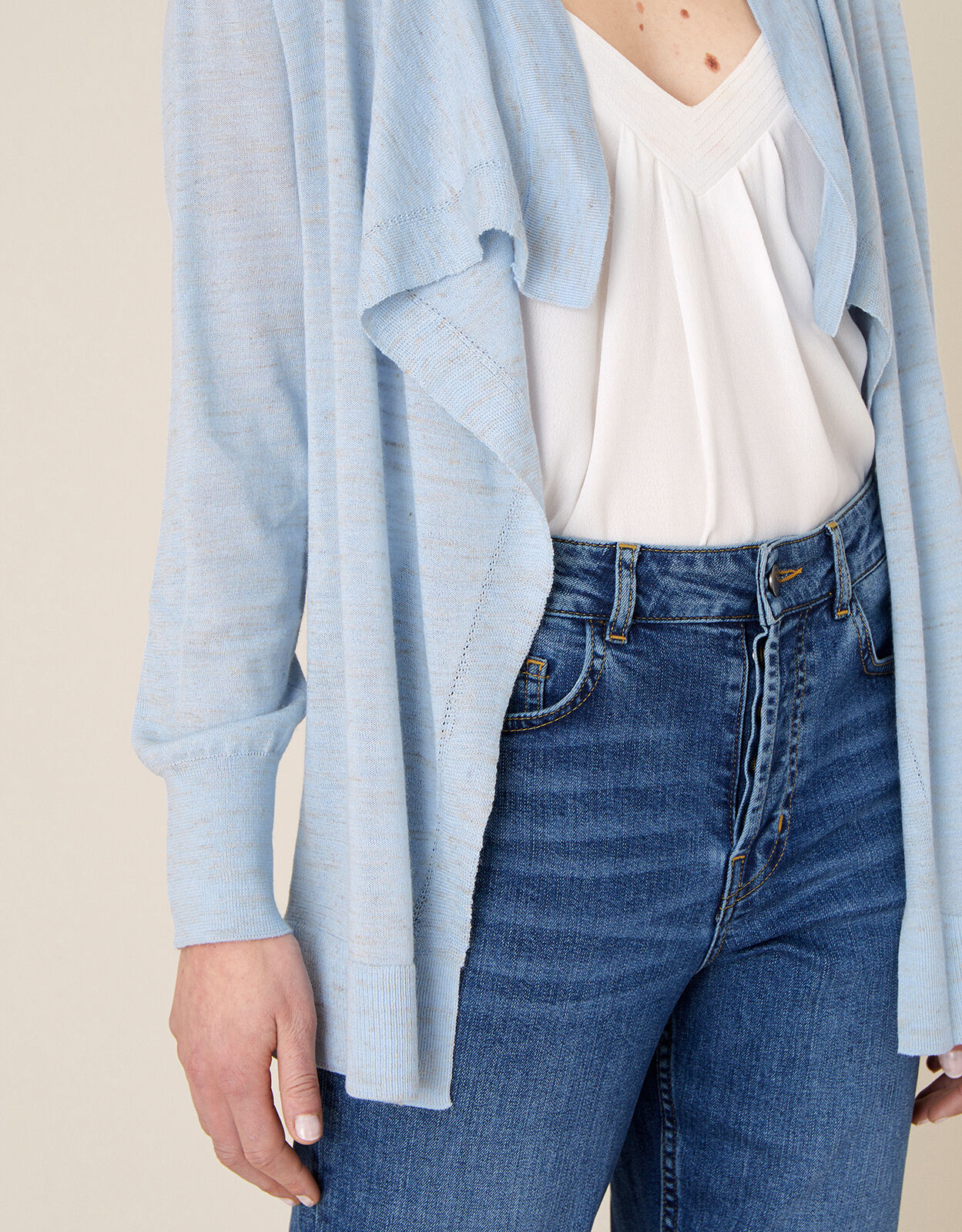Waterfall Cardigan in Linen Blend Blue