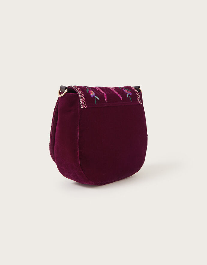 Bird Embroidered Velvet Bag