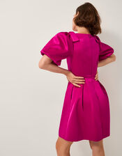 Sarai Puff Sleeve Satin Mini Dress, Pink (PINK), large