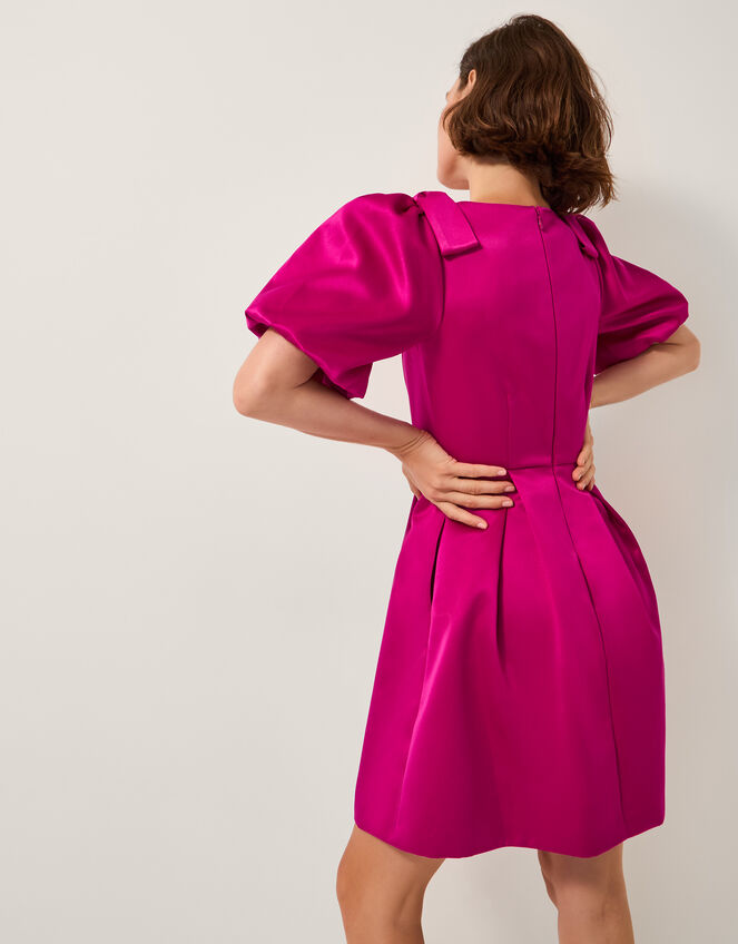 Sarai Puff Sleeve Satin Mini Dress, Pink (PINK), large