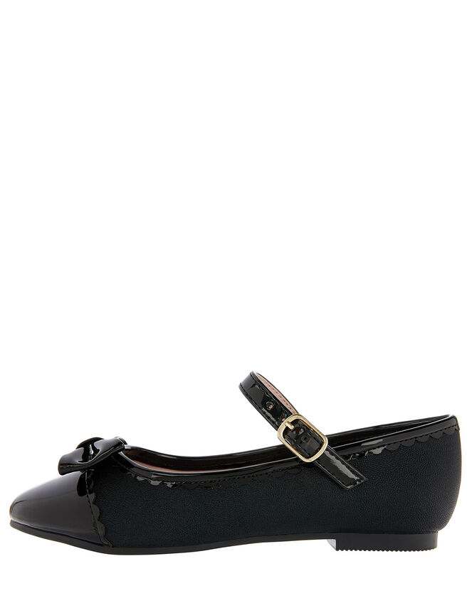 Delilah Scallop Toe Bow Ballerina Flats, Black (BLACK), large