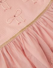 Bow Puff Sleeve Ruffle Dress, Pink (PINK), large