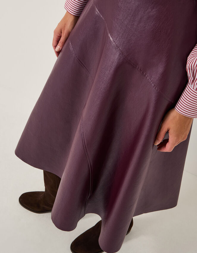 Marnie Faux Leather Midi Skirt, Red (BURGUNDY), large