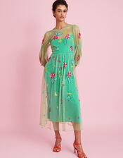 Rosa Embellished Midi Dress, Green (GREEN), large