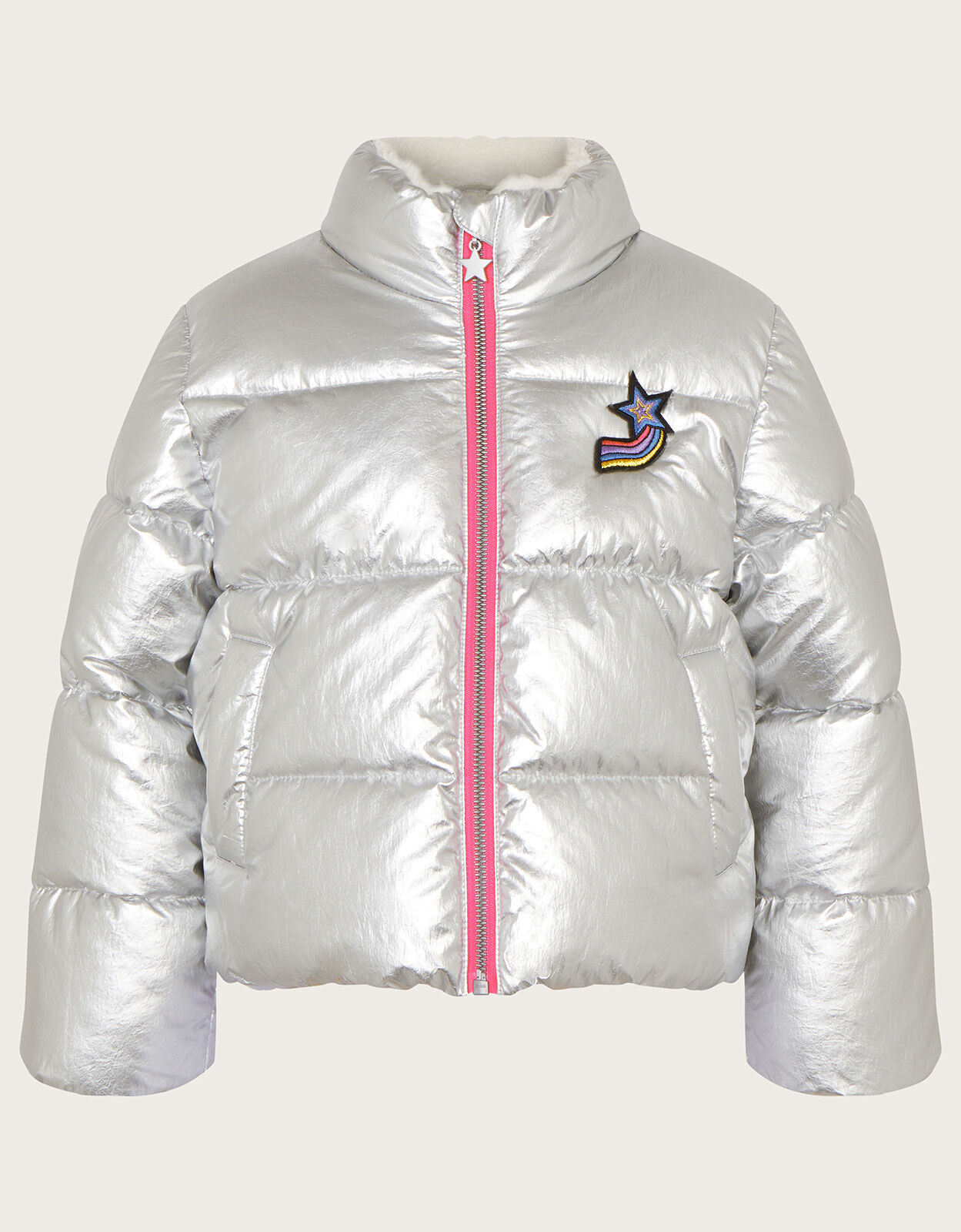 Metallic silver coat hot sale