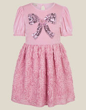Velvet Floral Appliqu&eacute; Party Dress, Pink (PINK), large