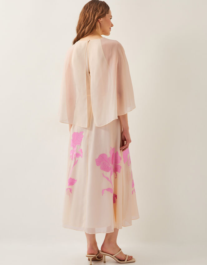 Natalie Embroidered Cape Midi Dress, Cream (CREAM), large
