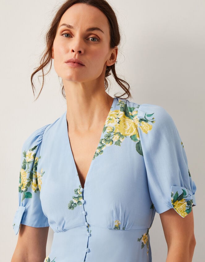 Sorcha Floral Tea Midi Dress, Blue (BLUE), large