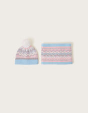 Fair Isle Sequin Hat and Neck Warmer Set, Multi (MULTI), large