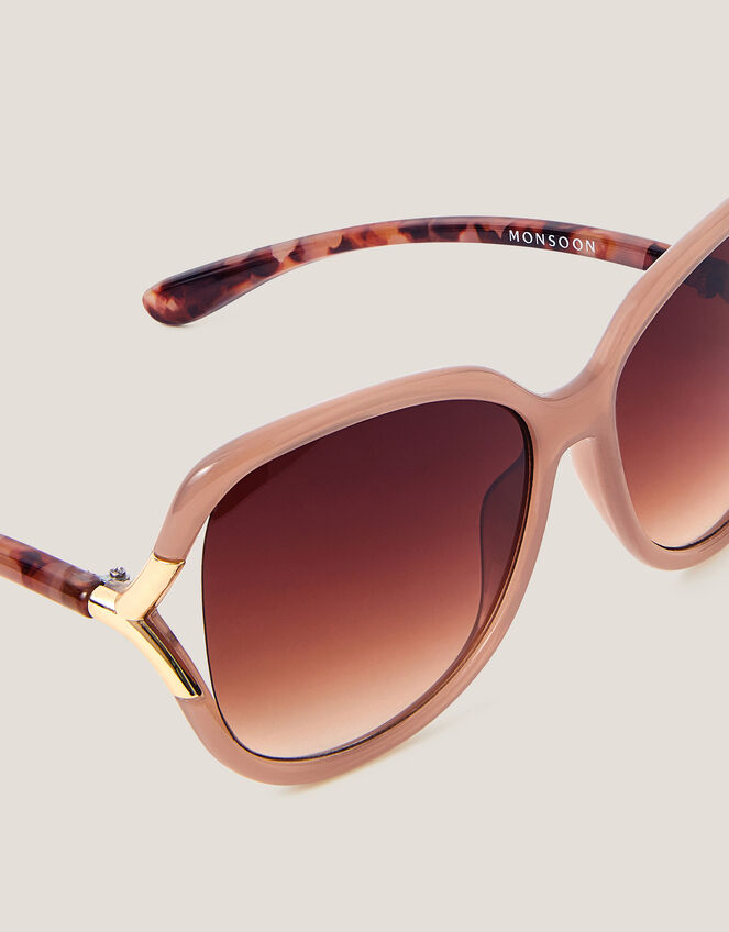 Round Tort Wrap Sunglasses, , large