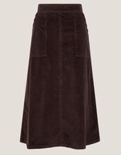Malika Corduroy Midi Skirt, Brown (CHOCOLATE), large