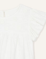 Lace Flower Jersey Top, Ivory (IVORY), large