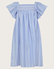 Dora Smock Frill Mini Dress, Blue (BLUE), large