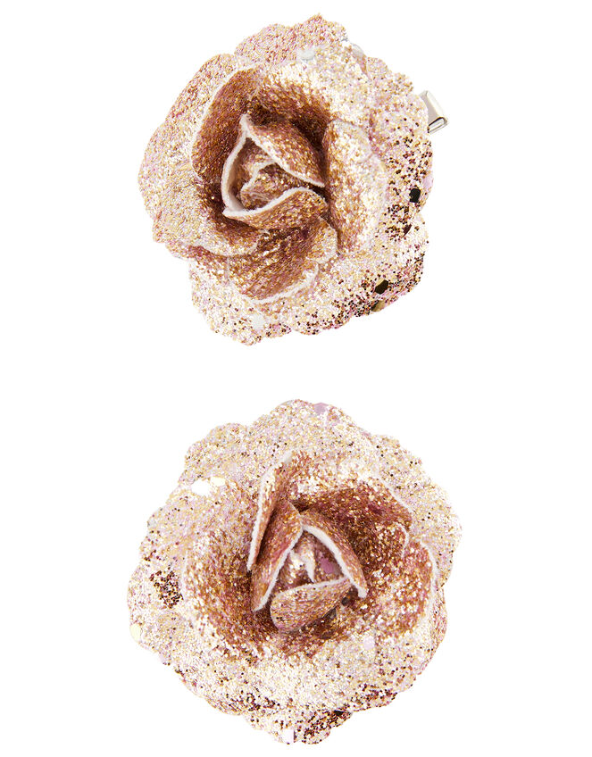 Fantasy Glitter Flower Hair Clips, , large