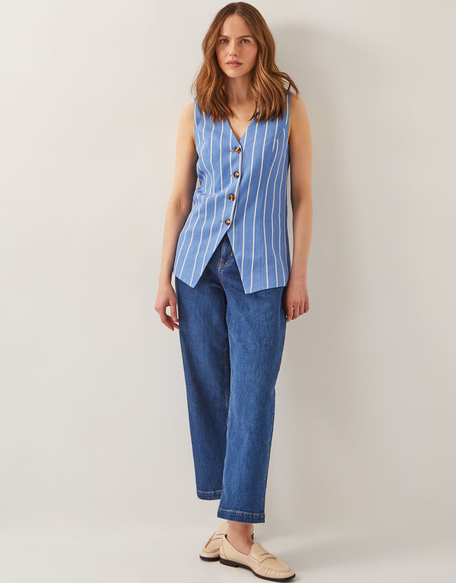 Susan Stripe Waistcoat, Blue (BLUE), large