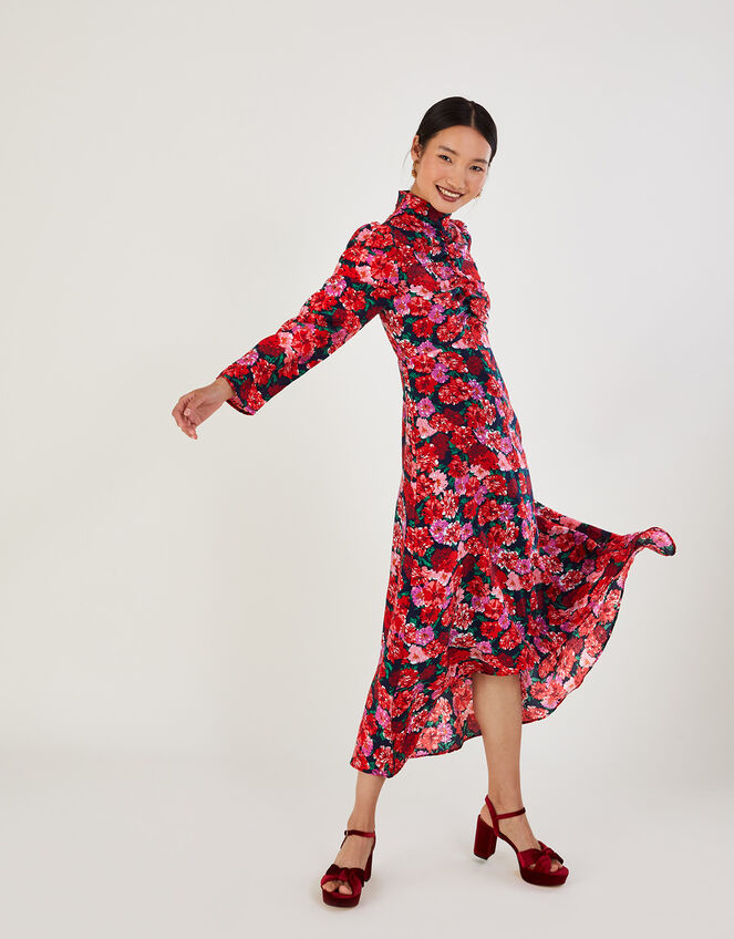 Regina Ruched High Low Dress, Red (RED), large