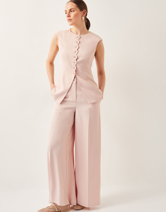 Ruth Wide Leg Trousers, Pink (PALE PINK), large