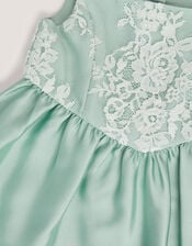 Baby Juno Lace Satin Dress, Green (SAGE), large