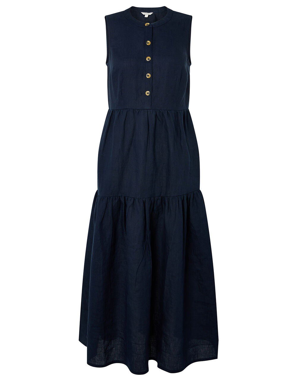 Blue Tiered Linen Dress