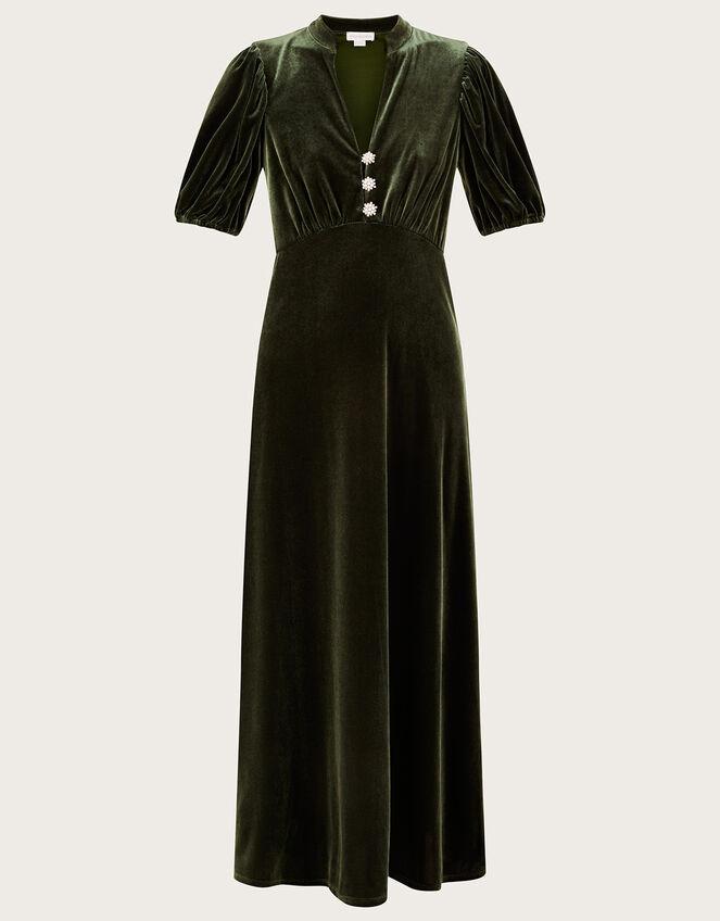 Veronique Velvet Shirt Dress Green