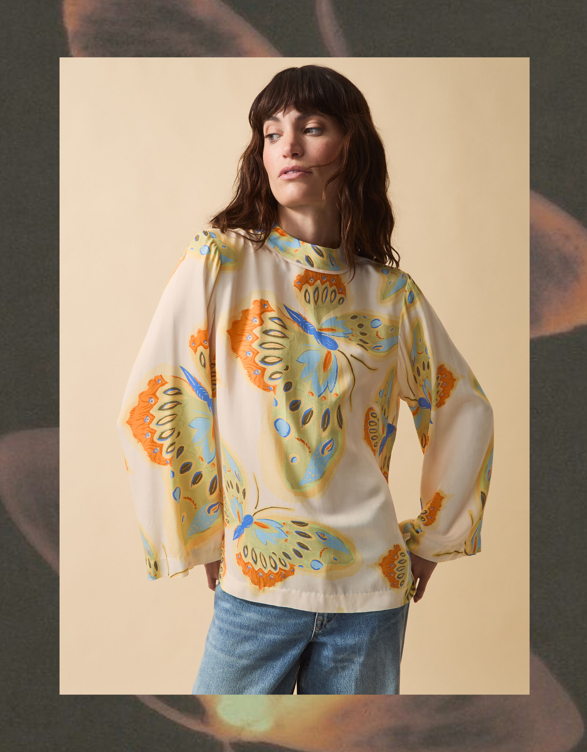 Clemence Aurelie Butterfly Top Ivory