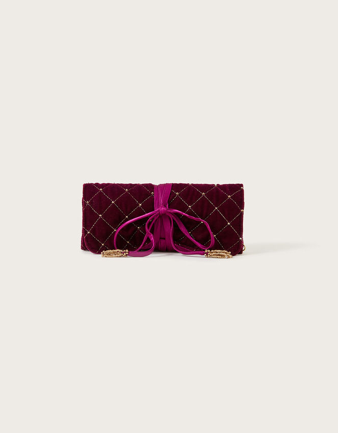 Velvet Quilted Jewellery Roll, , large