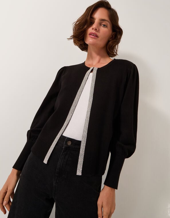 Eden Diamant&eacute; Trim Cardigan, Black (BLACK), large