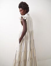 East Corrine Frill Tiered Maxi Dress, White (WHITE), large