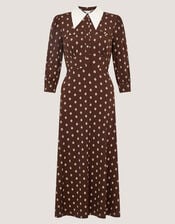 Janey Print Jersey Midi Dress, Brown (CHOCOLATE), large