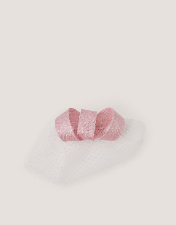 Alexia Twist Veil Fascinator Hair Slide, Pink (SOFT PINK), large