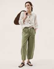Megan Cropped Barrel Trousers, Green (KHAKI), large