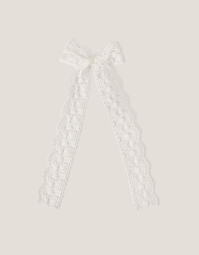 Long Lace Bow Hair Clip, , large