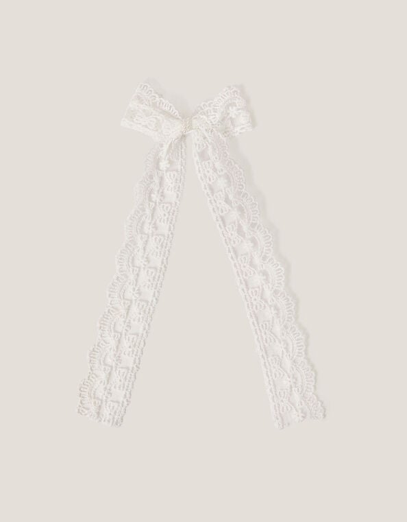 Long Lace Bow Hair Clip, , large
