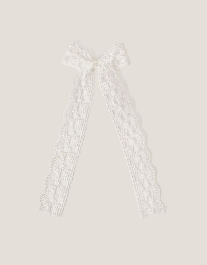 Long Lace Bow Hair Clip, , large