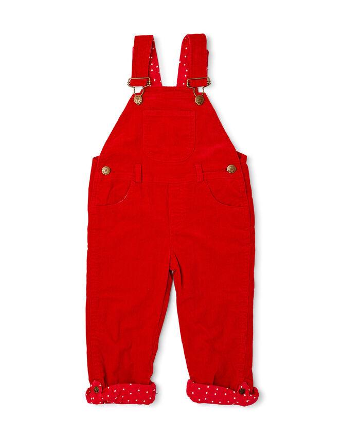 Dotty Dungarees Corduroy Dungarees, Red (RED), large