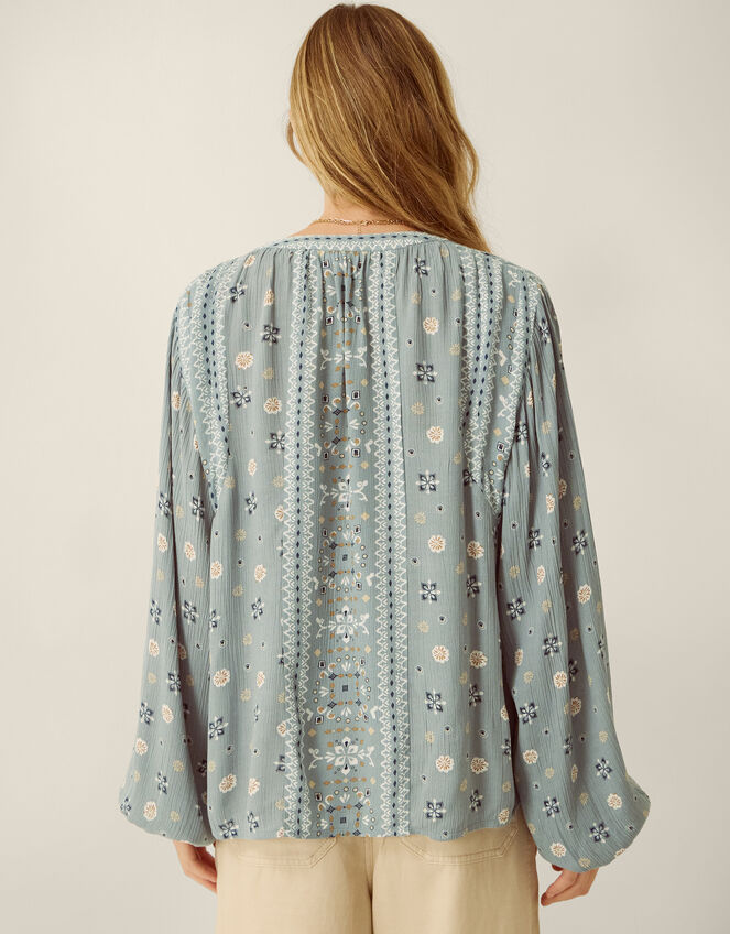 Bonny Printed Blouson Blouse, Blue (BLUE), large