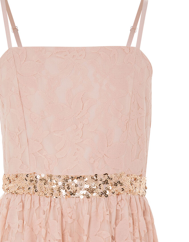 Lace Hanky Hem Prom Dress, Pink (PINK), large