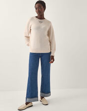 Ellen Diamant&eacute; Embellished Jumper, Ivory (IVORY), large