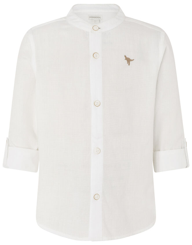 Toby Shirt with Embroidered Dinosaur, Ivory (IVORY), large