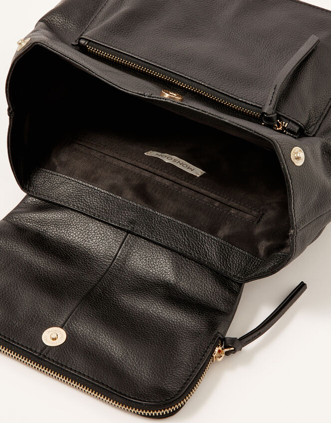 Multi-Zip Leather Backpack, , large