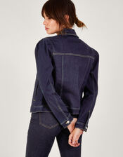 Dora Puff Sleeve Denim Jacket with Sustainable Cotton, Blue (INDIGO), large