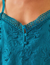 Rosie Embroidered Cami Top, Blue (TURQUOISE), large