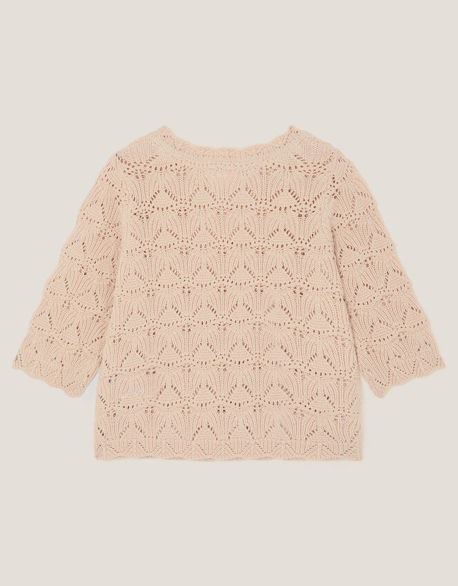 Crochet Flower Knit Top, Ivory (IVORY), large