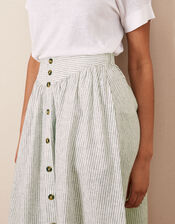Fine Stripe Button Through Skirt, Ivory (IVORY), large