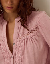 Jen Lace Jersey Blouse, Pink (BLUSH), large