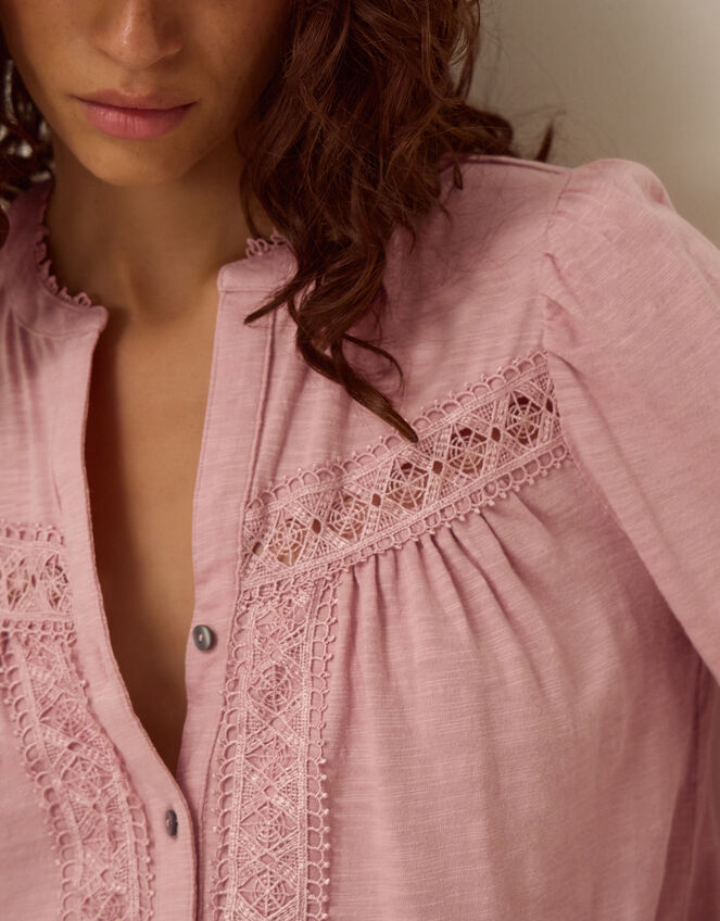 Jen Lace Jersey Blouse, Pink (BLUSH), large