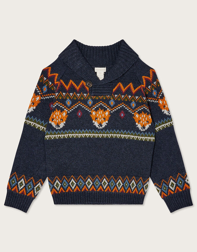 Fox Intarsia Knit Jumper Blue | Boys' Jumpers & Cardigans | Monsoon UK.