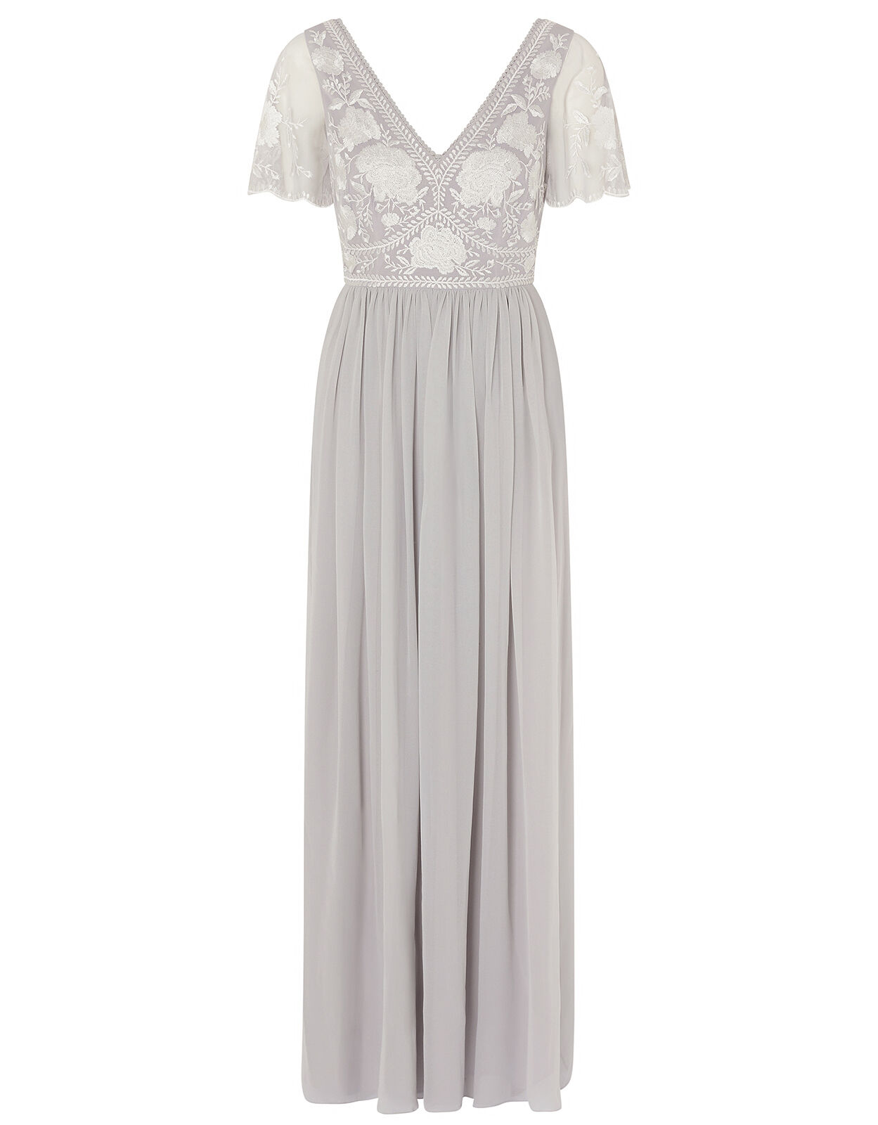 Grey embroidered maxi shop dress