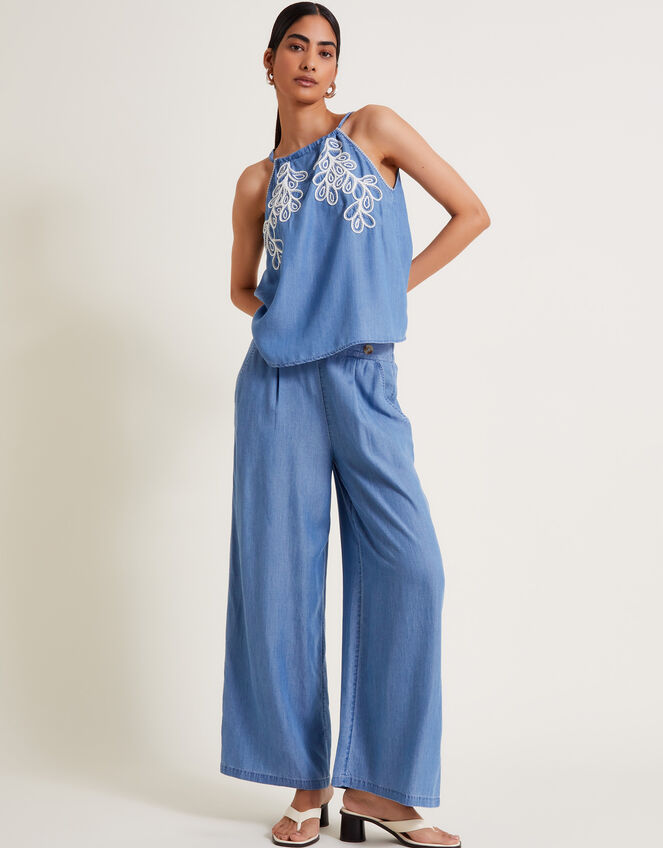 Peri Wide Leg Trousers, Blue (DENIM BLUE), large