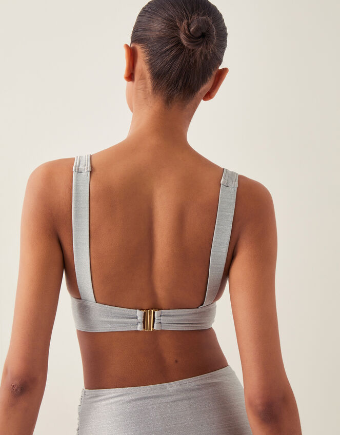 Kiki Glitter Triangle Bikini Top Silver